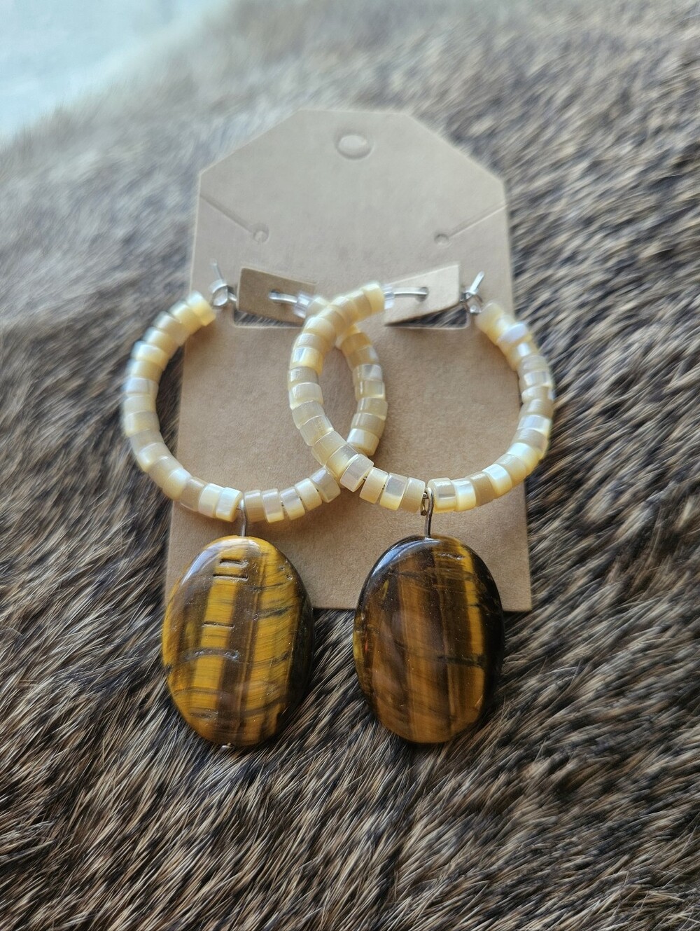 Tiger Eye Hoops 💫 Handmade